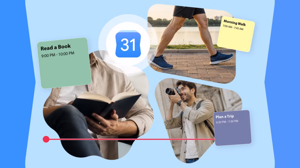 Google Calendar Illustration Showing Routines Like Reading A Book Planning A Trip And Taking A Morni Avif