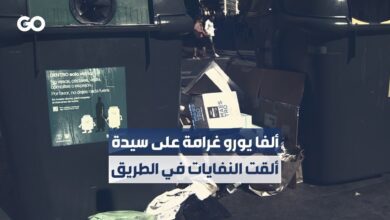 غرامة مالية على سيدة ألقت صندوقاً في الطريق