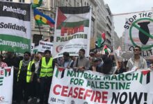لندن.. عشرات الآلاف یشارکون فی المسیرة الوطنیة من أجل فلسطین