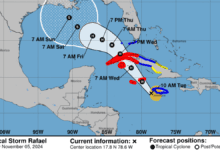 اخبار مترجمة :يتوقع رافائيل أن يتحول إلى إعصار قبل أن يصل إلى اليابسة في كوبا | أخبار الطقس