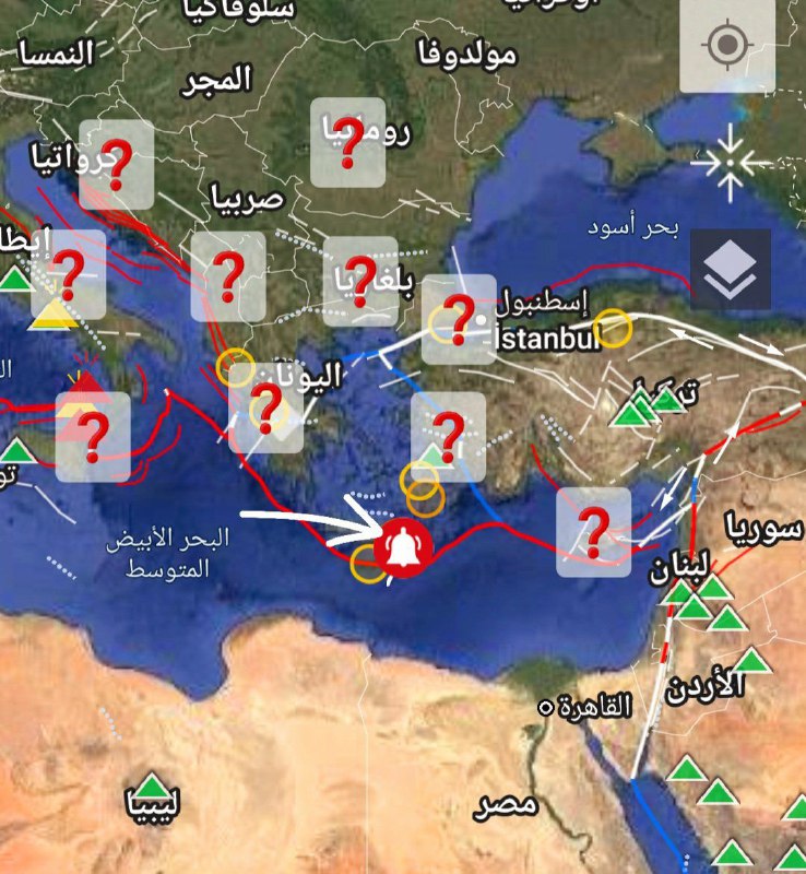 مابعد الهزة البحرية التي ضربت قبالة سواحل جزيرة كريت اليونانية الاحتمالات الواردة والله اعلم قد نشهد هزات اخرى او زلازل حول مركز الهزة البحرية نفسها او عبر انتق...