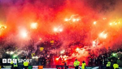 Flares were on display at both ends of Hampden before kick-off