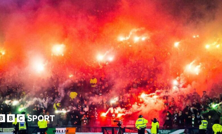 Flares were on display at both ends of Hampden before kick-off