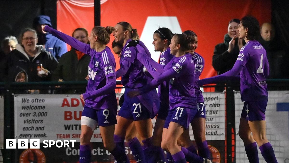 Fulham celebrate after scoring against Brentford in the Women's FA Cup