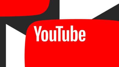 Illustration of a YouTube logo with geometric background