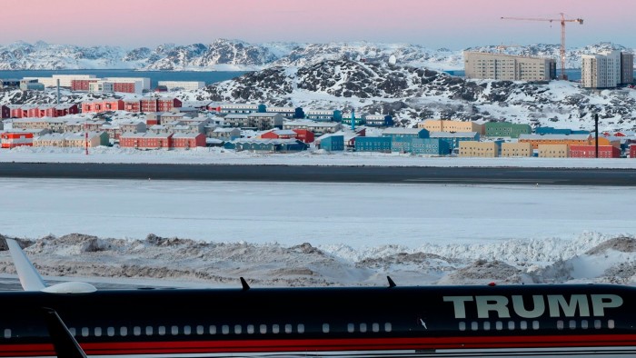 A plane carrying Donald Trump Jr on a runway in Nuuk, Greenland