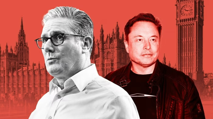 Keir Starmer (left) and Elon Musk