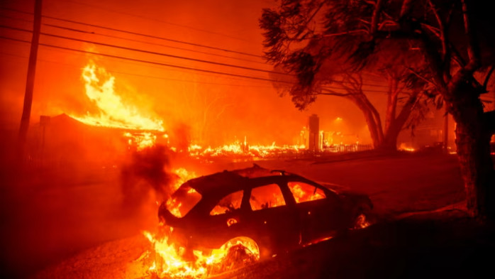 A car ablaze