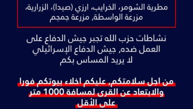 صورة توضيحية - إنذار “إسرائيلي” جديد لبعض المناطق اللبنانية