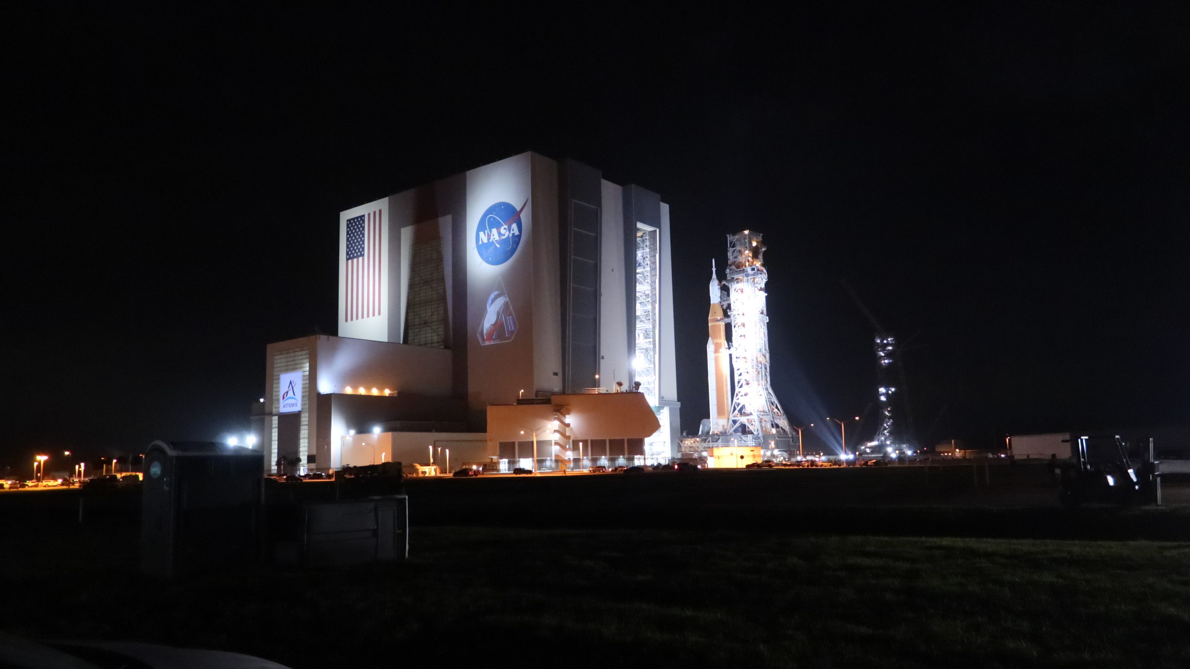 NASA begins rolling its Artemis 2 moon rocket out to the launch pad from Kennedy Space Center's Vehicle Assembly Building.