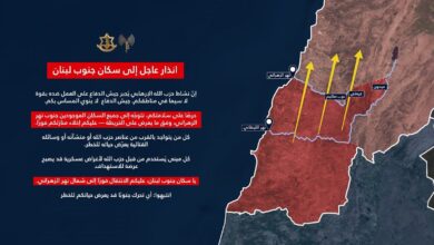 جيش الاحتلال يعيد تهديد سكان الجنوب بالتوجه شمال نهر الزهراني
