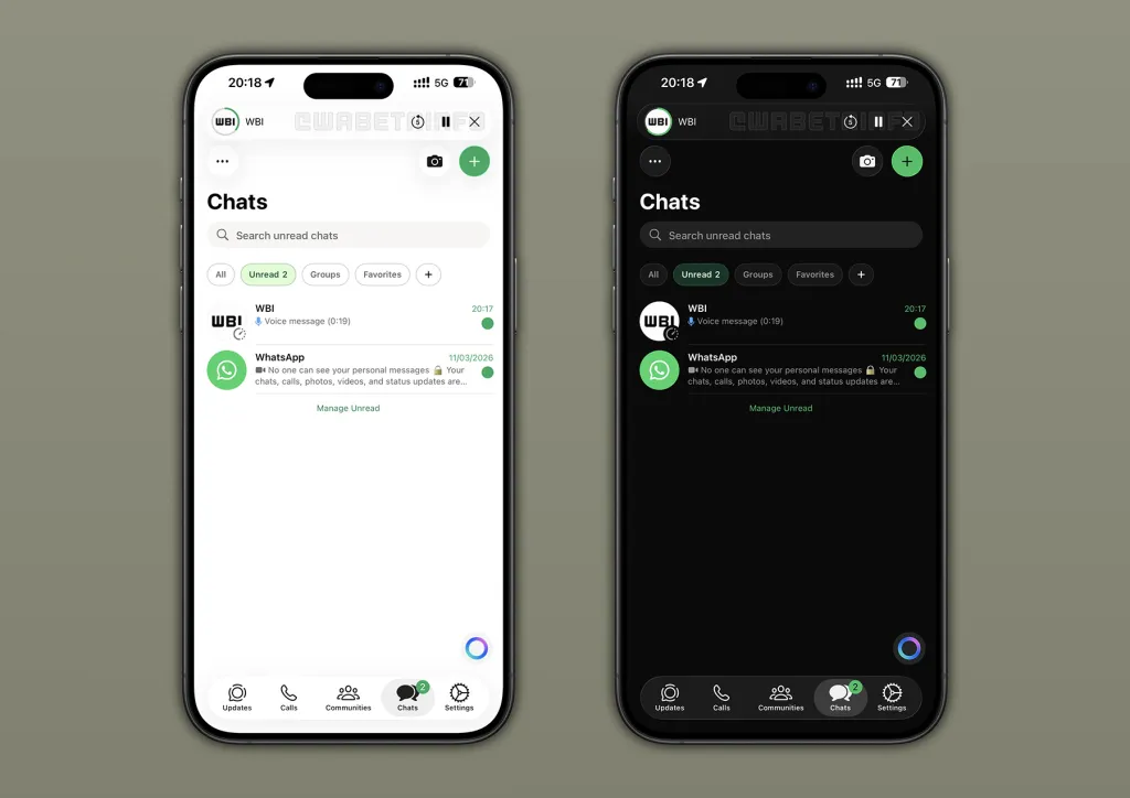 WhatsApp يختبر إصلاحًا شاملاً للزجاج السائل على مشغل الرسائل الصوتية