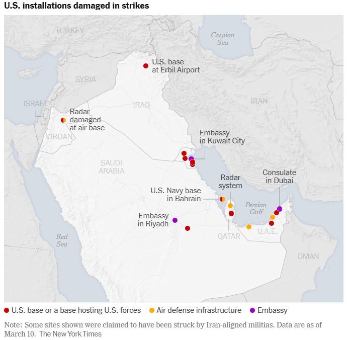 الكشف عن عدد المواقع الأمريكية المستهدفة من إيران وتكلفة الأضرار بمقر قيادة الأسطول الخامس الكشف عن عدد المواقع الأمريكية المستهدفة من إيران وتكلفة الأضرار بمقر قيادة الأسطول الخامس