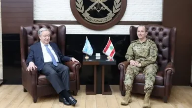 قائد الجيش بحث وغوتيريش في الأوضاع اللبنانية وتشديد على تنفيذ القرار 1701