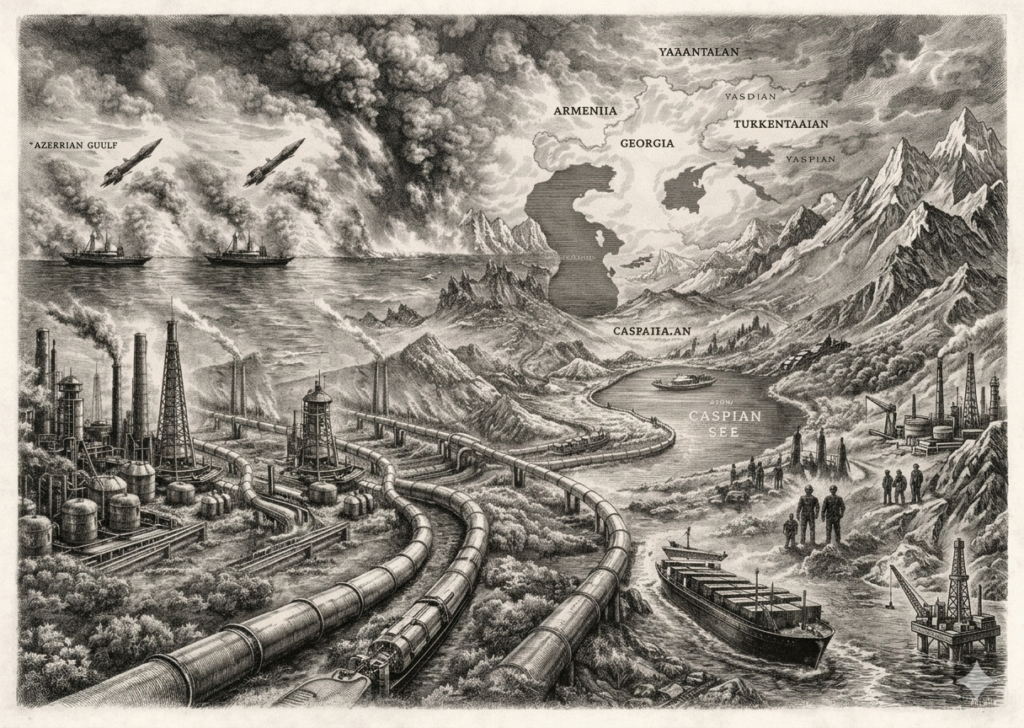 التداعيات الاستراتيجية للحرب الأمريكية الإيرانية  إعادة التشكيل الجيوسياسي في القوقاز الجنوبي وآسيا png