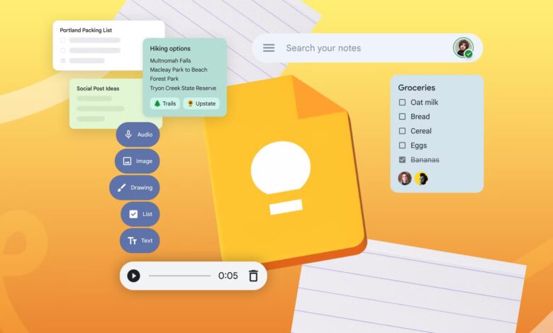 A Digital Collage Featuring The Yellow Google Keep Logo Surrounded By Floating App Interface Element Avif