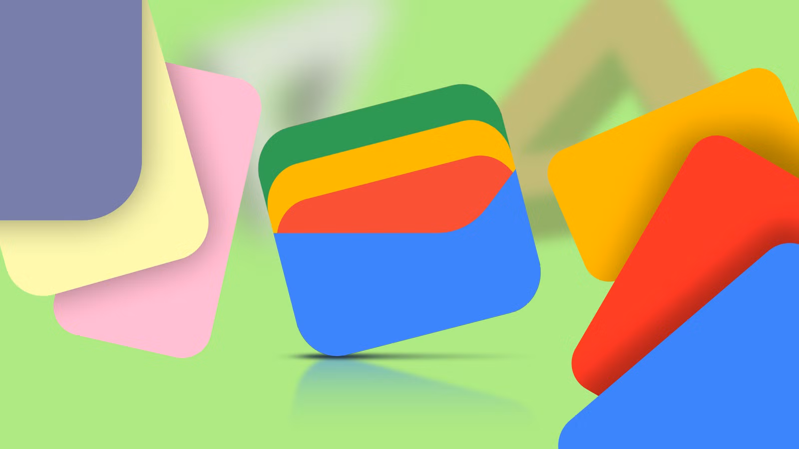 google wallet logo surrounded by colorful floating digital cards png
