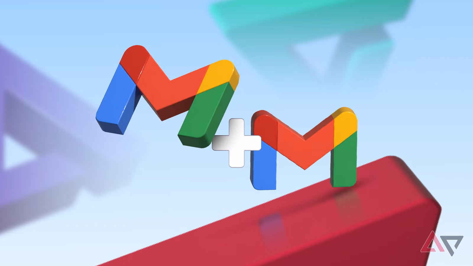 two gmail logos with a white plus sign between them png