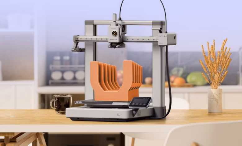 3D Printer On A Kitchen Counter Printing A Custom Pot Lid Organizer With A Modern Kitchen In The Bac Avif