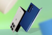 A Motorola Razr Fold And A Samsung Galaxy Z Fold7 Partially Unfolded Against A Gradient Background J Avif