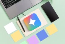 Gemini Logo Centered Over An Organized Workspace Featuring A Laptop Smartphone Notebook And Colorful Avif