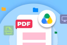 Google Drive Logo Over A Pdf Document With Floating File And Productivity Icons On A Blue Background Avif