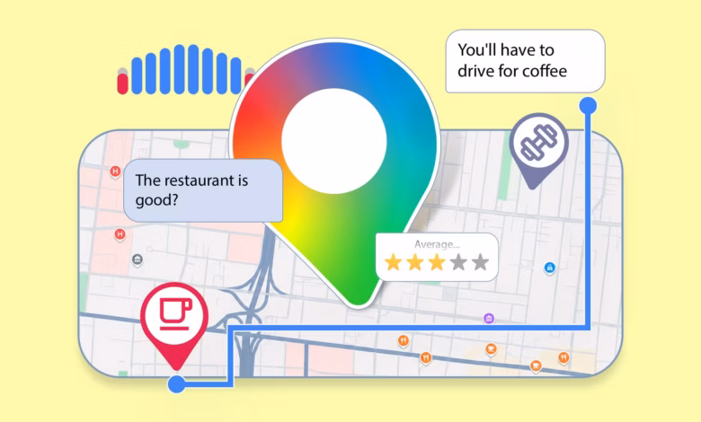 Google Maps Pin Over A Neighborhood Map With Review Ratings Popular Times Graph And Nearby Business Avif