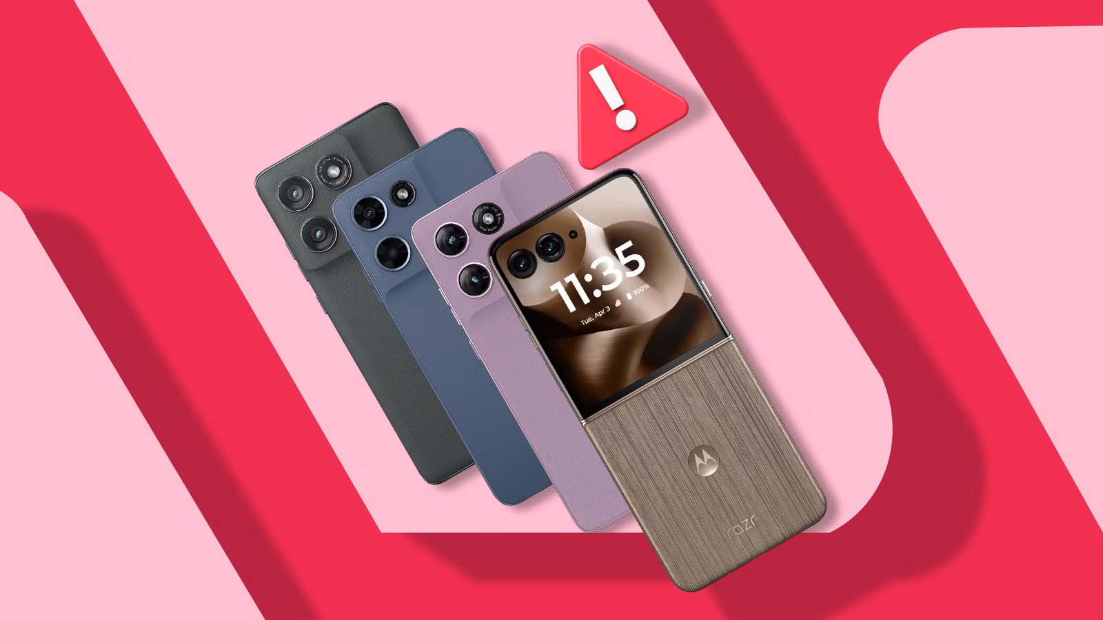 motorola phones arranged beside a warning symbol png