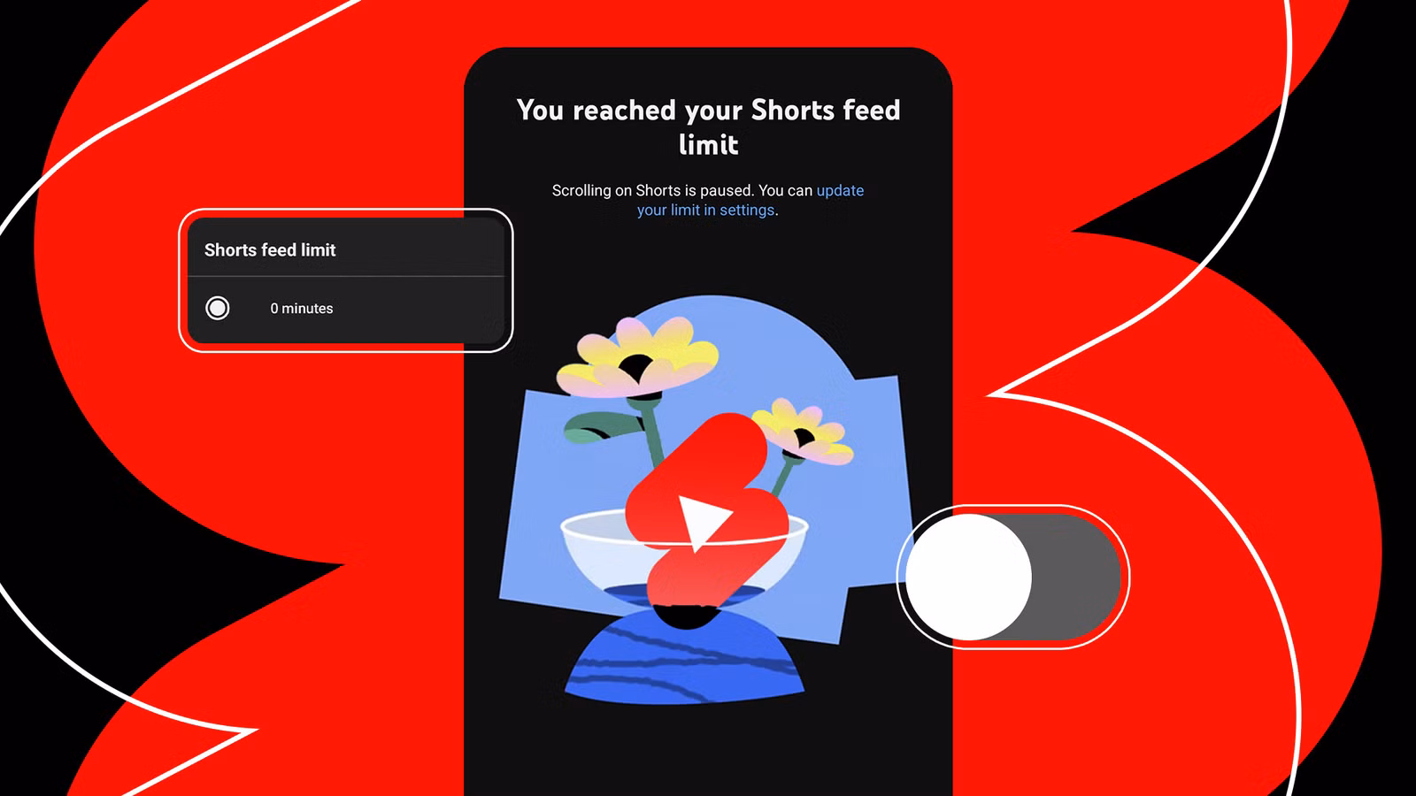 youtube mobile interface showing a shorts feed limit set to zero minutes jpg