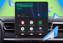 Android Auto Dashboard Showing Google Maps With Essential Apps Like Smart Audiobook Player Spotify W Avif