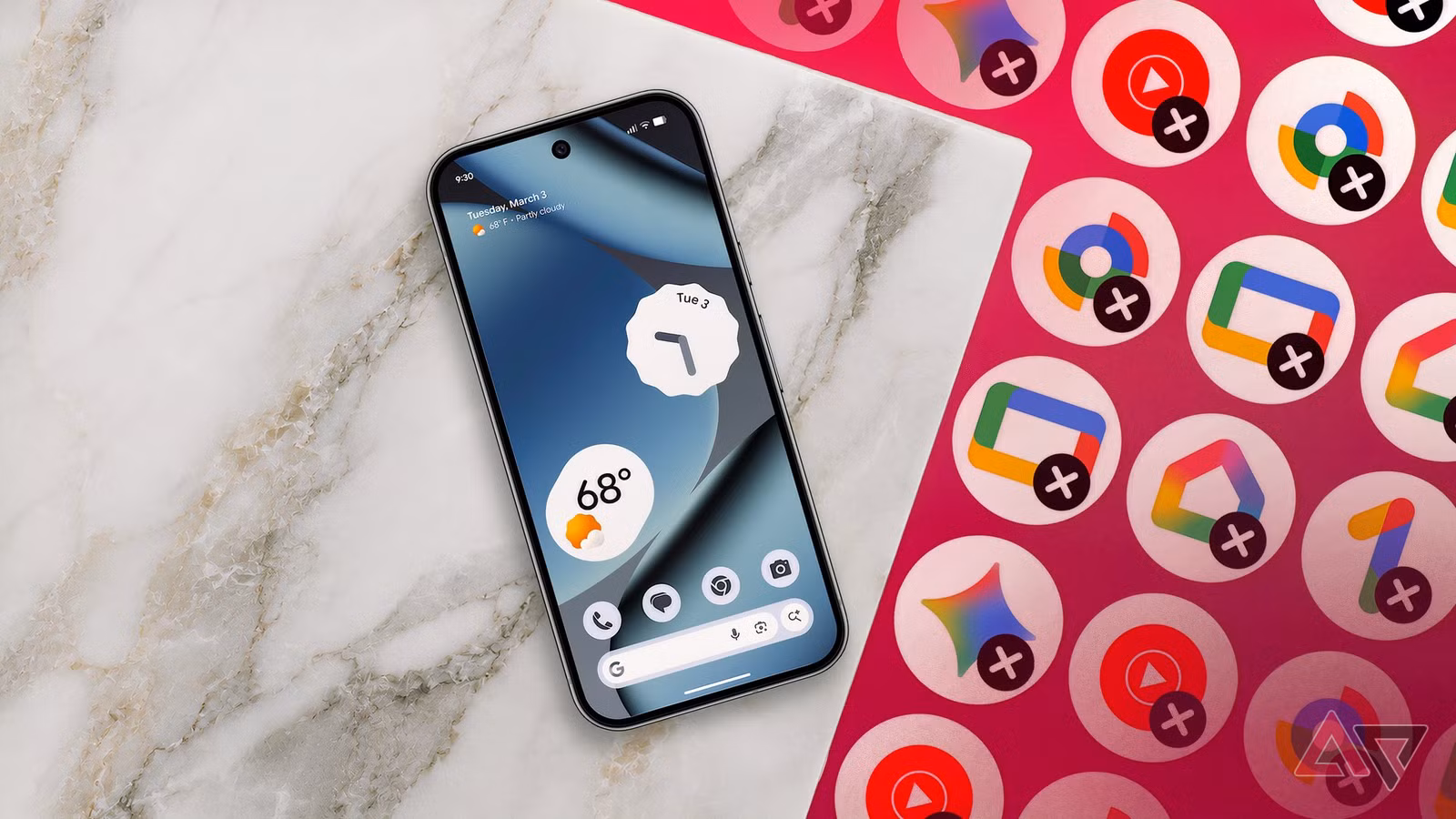 android phone beside google app icons marked for removal png