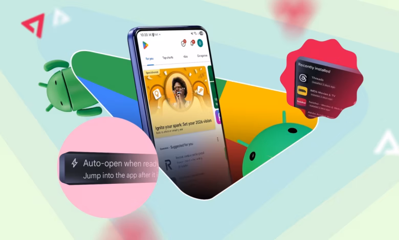 Collage Featuring A Smartphone Running The Google Play Store Surrounded By Android Mascots And Pop U Avif