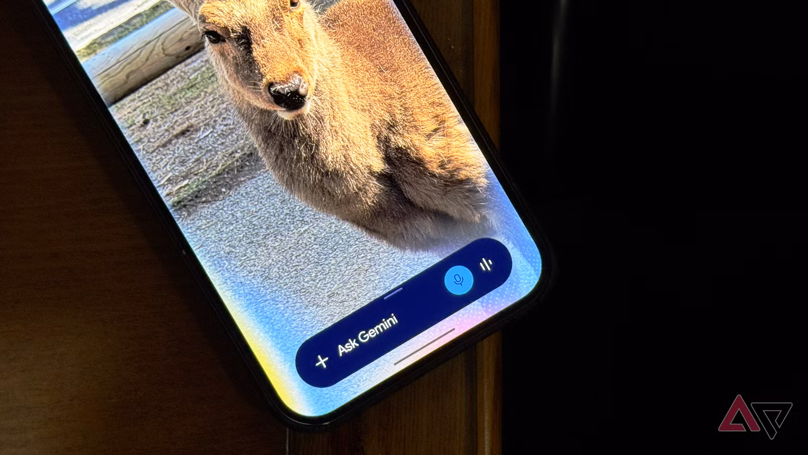 google gemini on lock screen with a deer as a wallpaper jpg