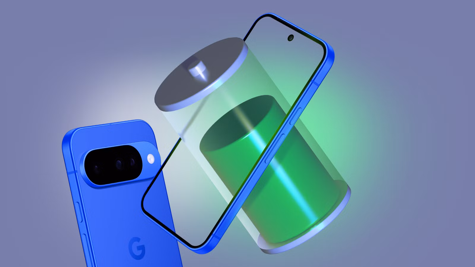 google pixel phone with a glowing green battery symbol floating through the screen png