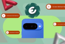 Google Pixel Phone With The Essentials App Logo And Customization Options Floating Around The Screen Avif