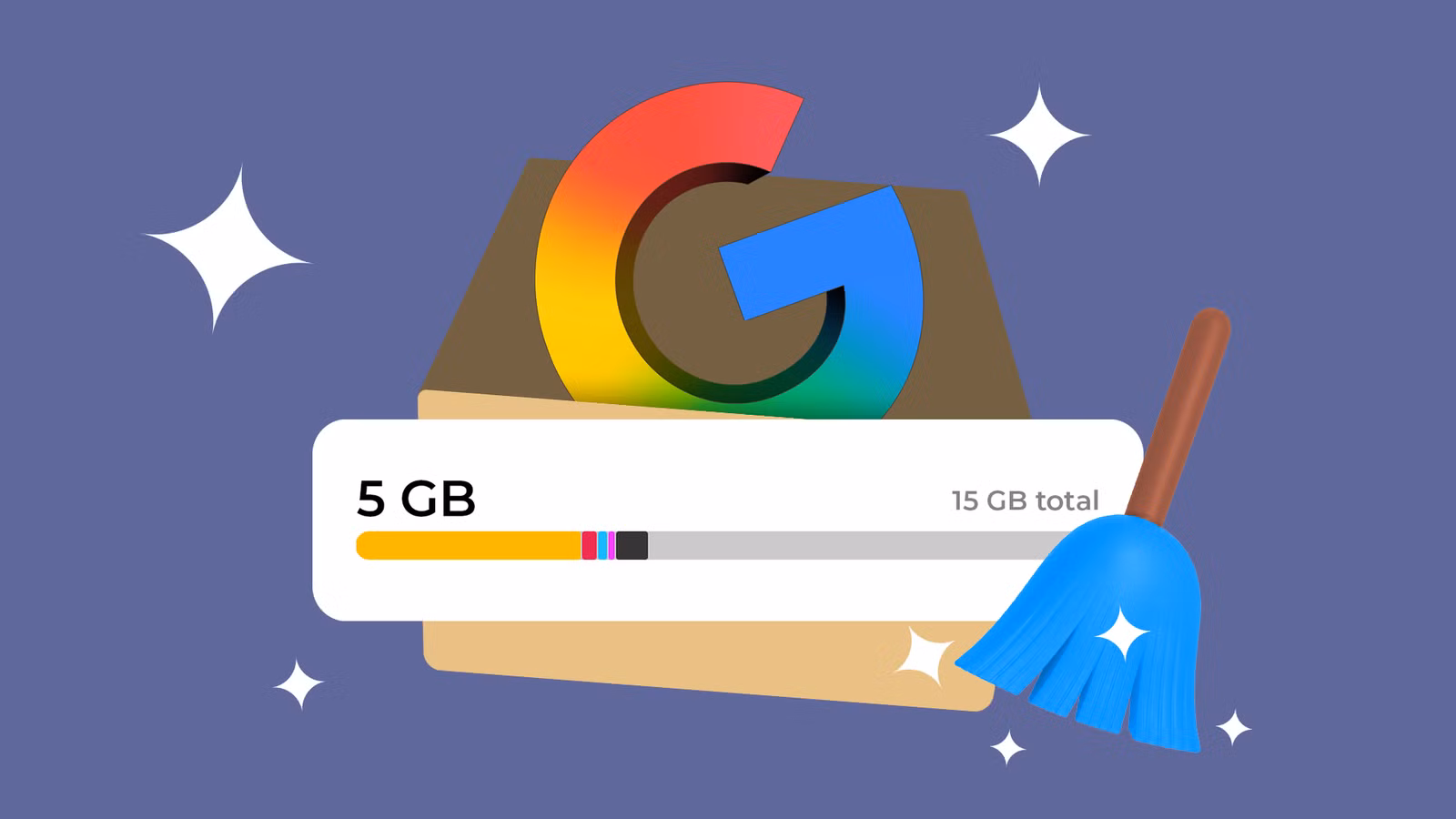 google storage bar with a google logo and cleaning broom png