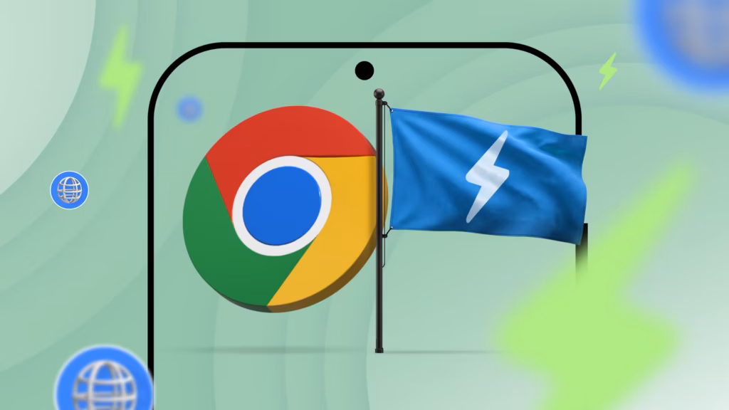 Illustration Of The Google Chrome Logo On A Phone Screen With A Blue Performance Flag Symbol Beside Avif