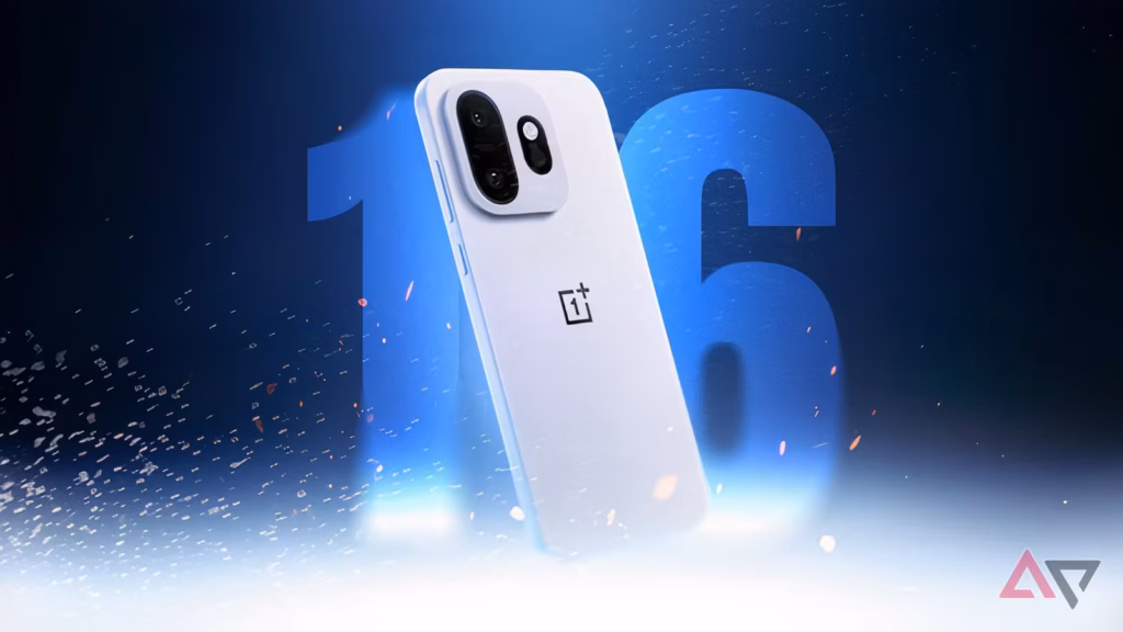 Oneplus 16 Smartphone Floating In Front Of A Glowing Blue 16 Surrounded By Drifting Ash Particles An Avif