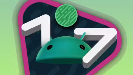 Android 17 logo with the Android mascot peeking from the bottom.