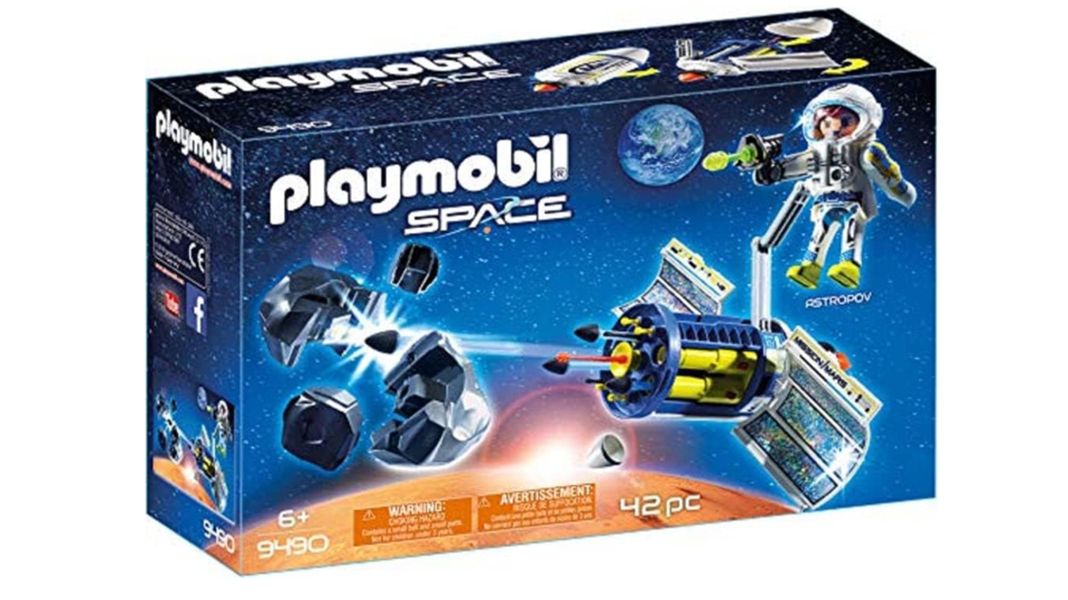 The product of a Playmobil space set placed in front of a white background.