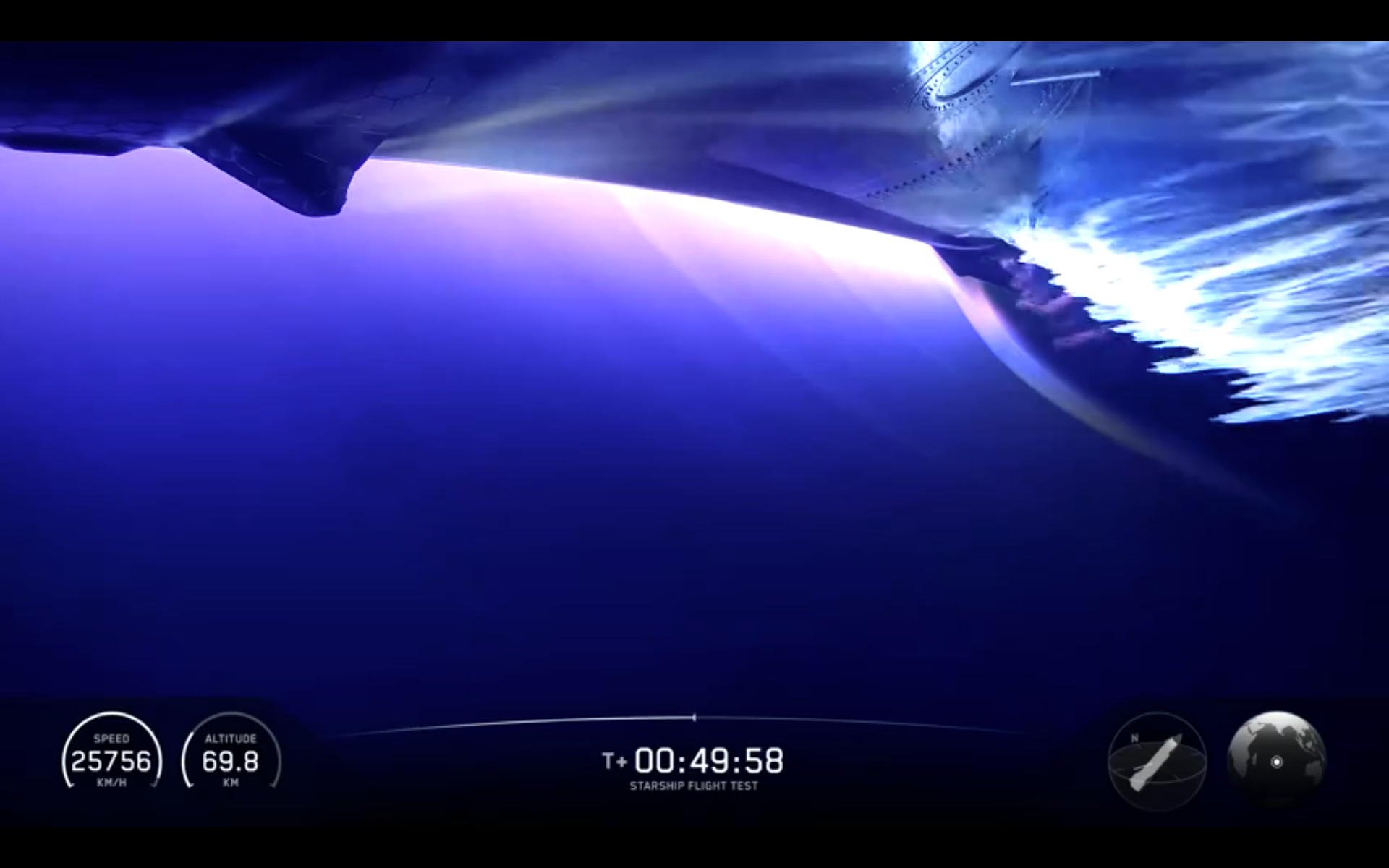 رحلة Spacex's Starship Flight 13 أثناء إعادة الدخول