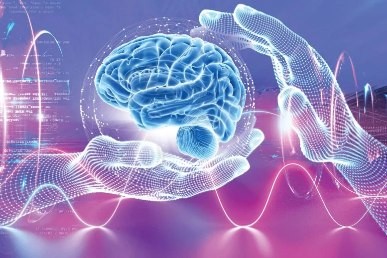 يدان رقميتان تلامسان دماغ الإنسان