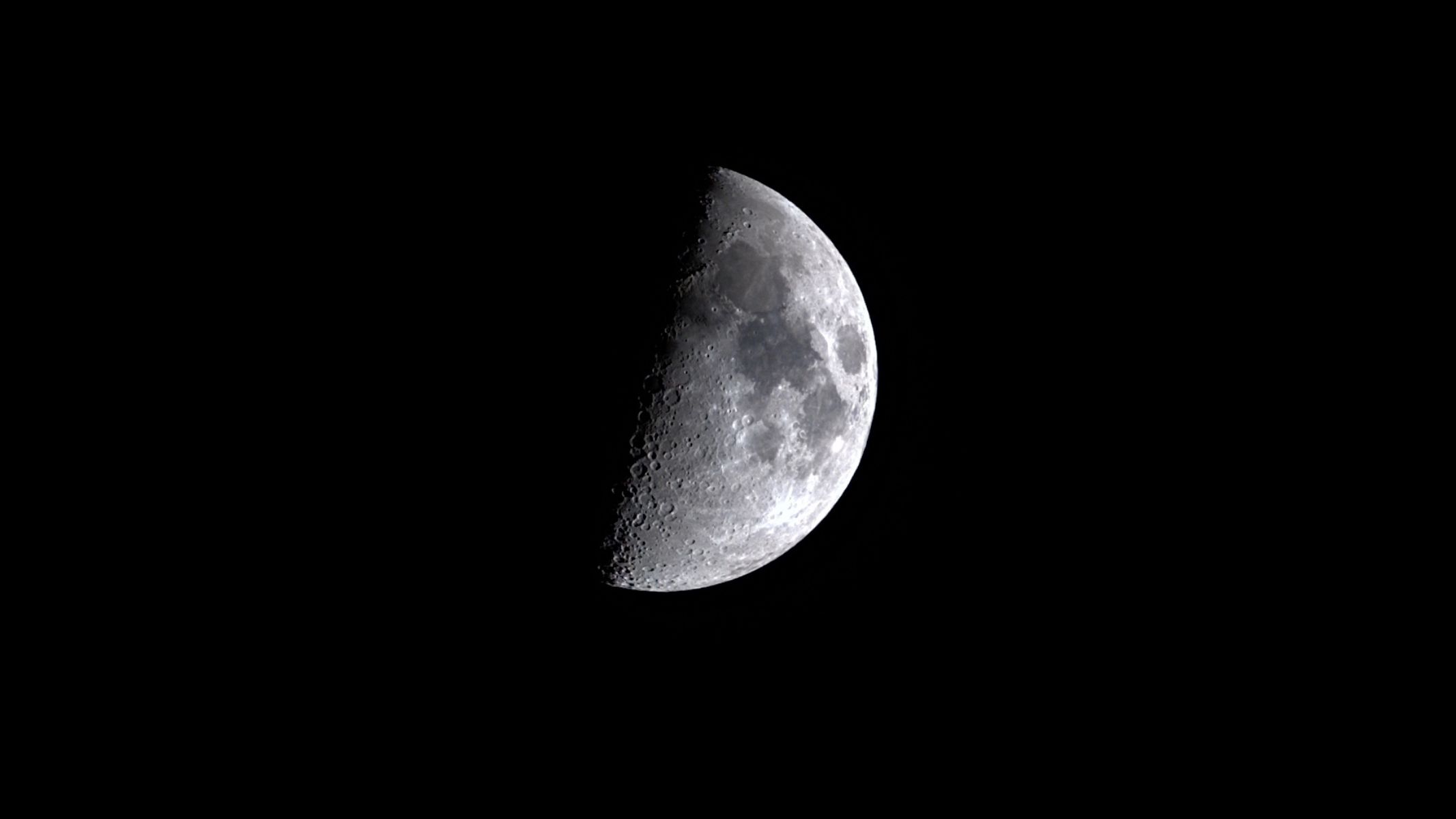The first-quarter moon as imaged by the ZWO Seestar S30 Pro.