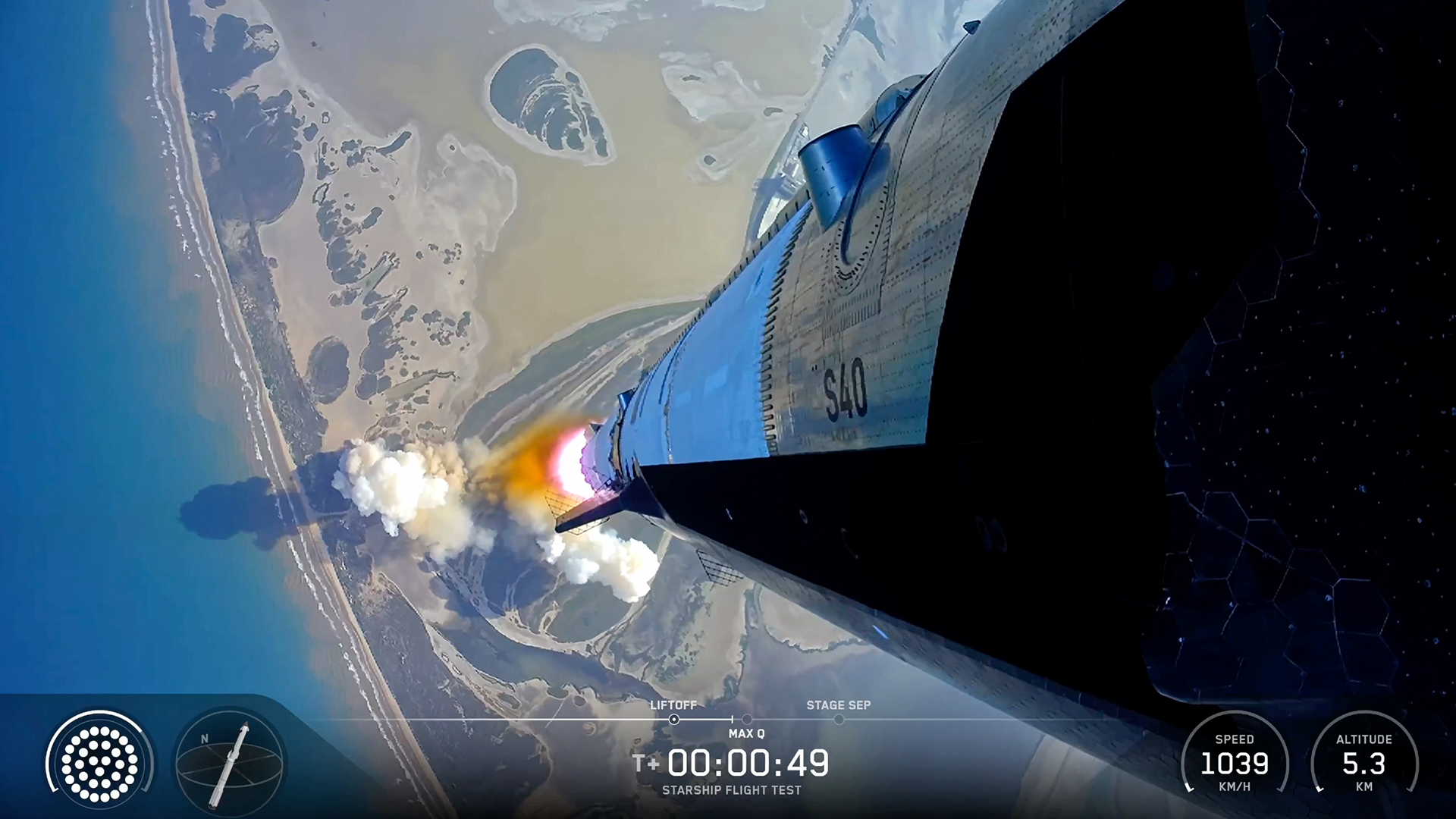 يتم إطلاق Spacex Starship من Starbase، تكساس.