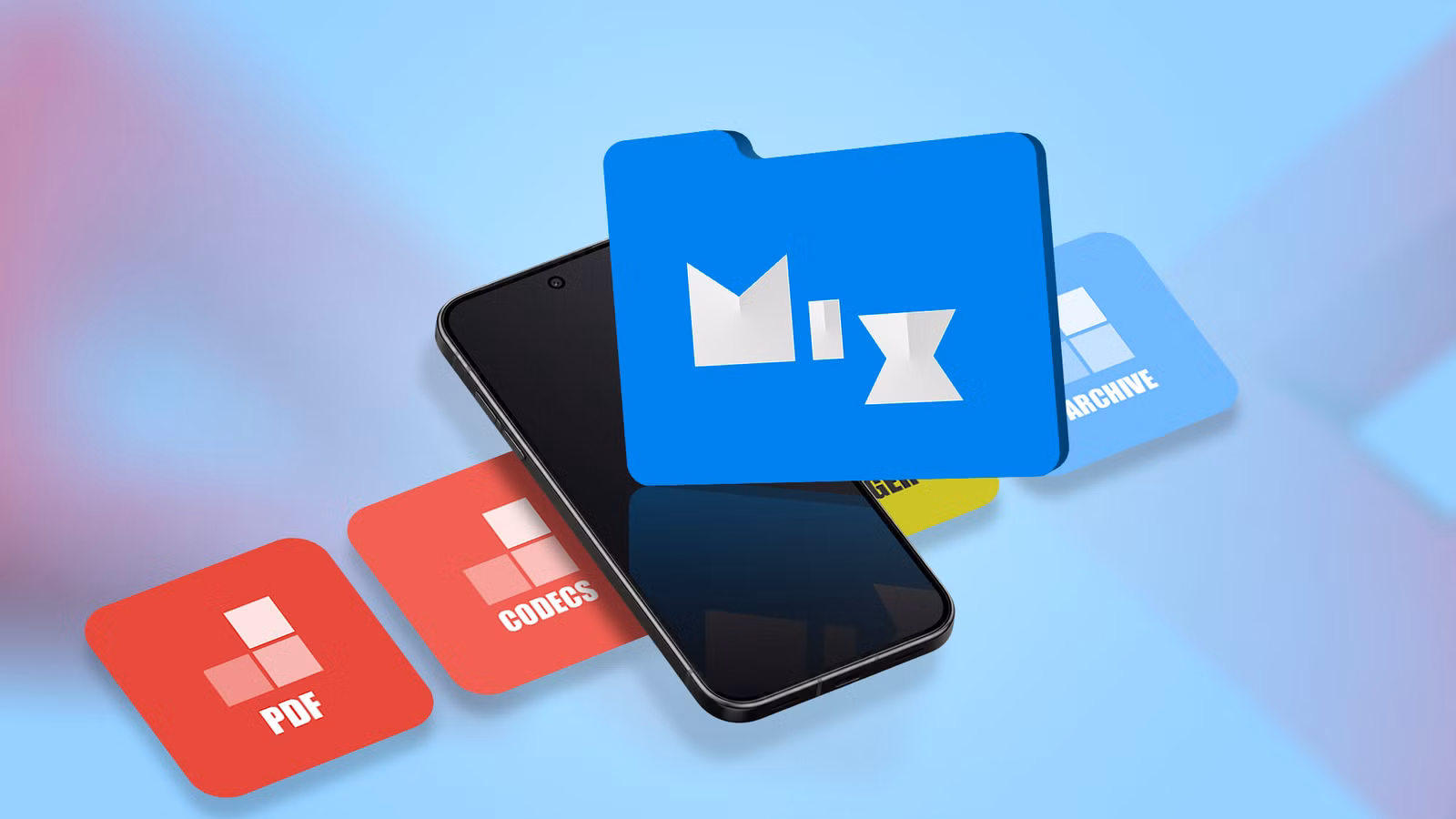 android phone with mixplorer folder and file category cards png