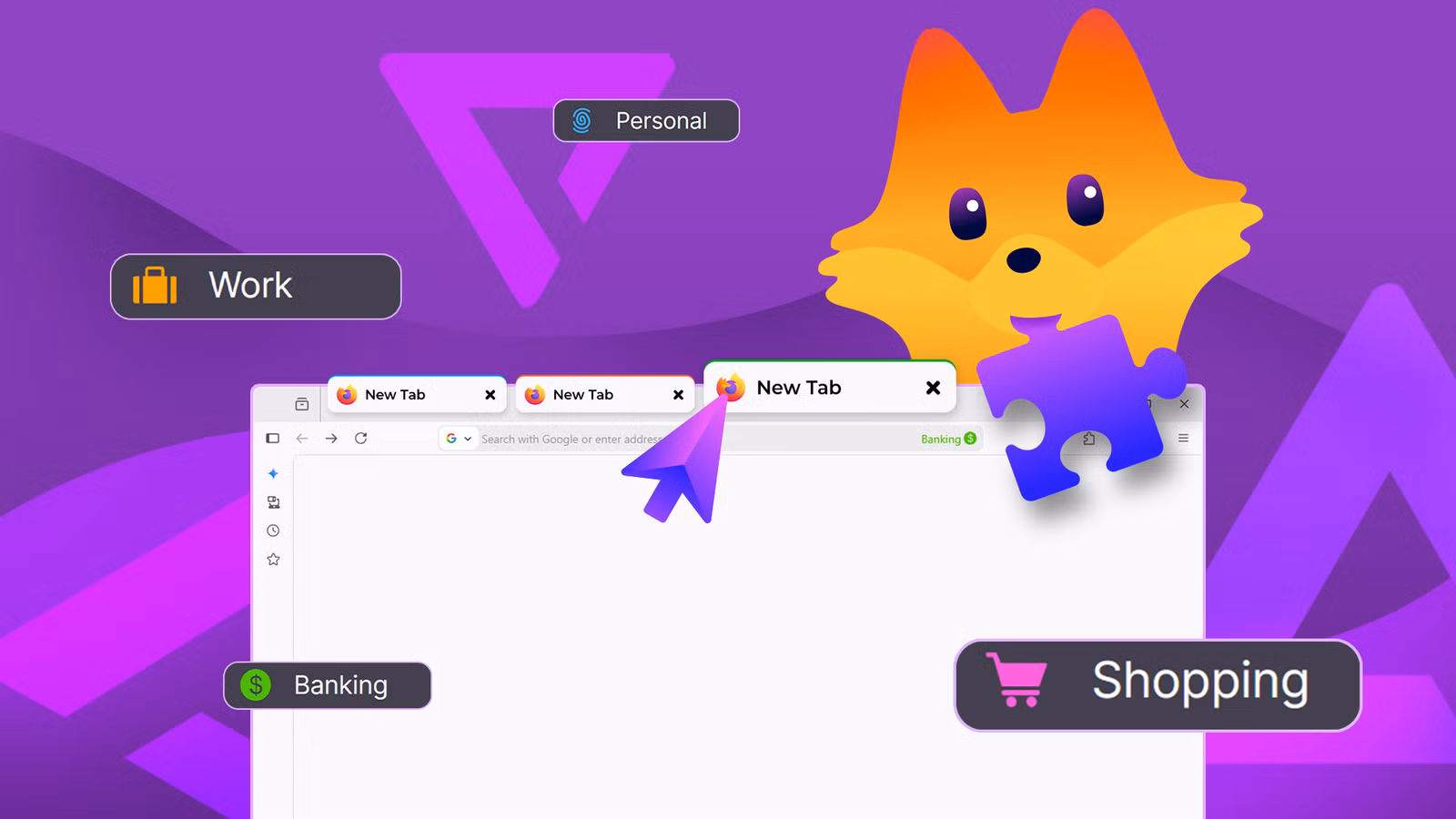 firefox browser tabs organized with personal work banking and shopping containers png