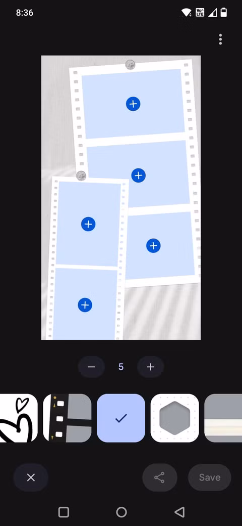 لقطة شاشة توضح ميزة الكولاج في صور Google
