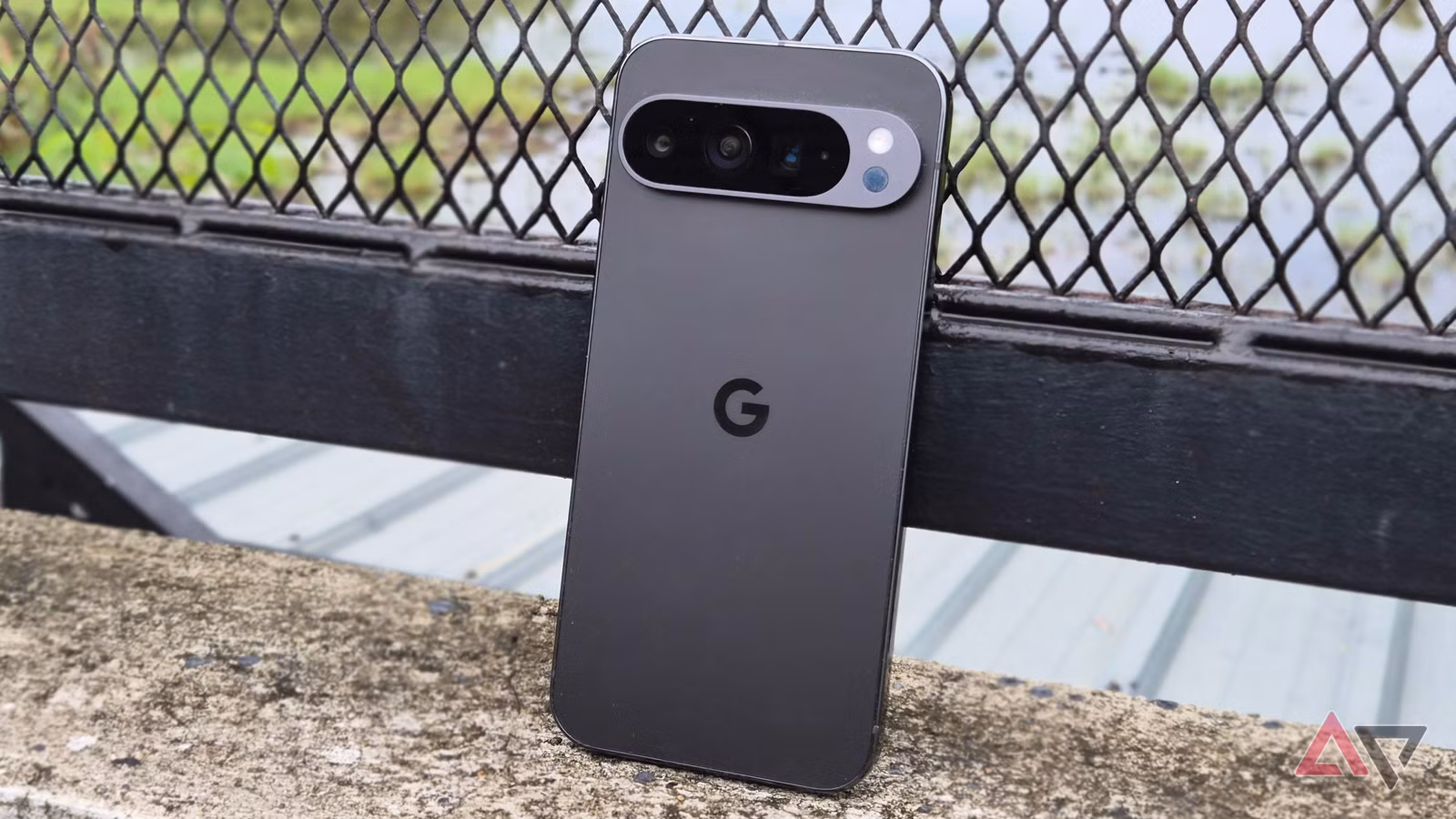 google pixel 9 pro xl in black showing its camera and design with g logo jpg