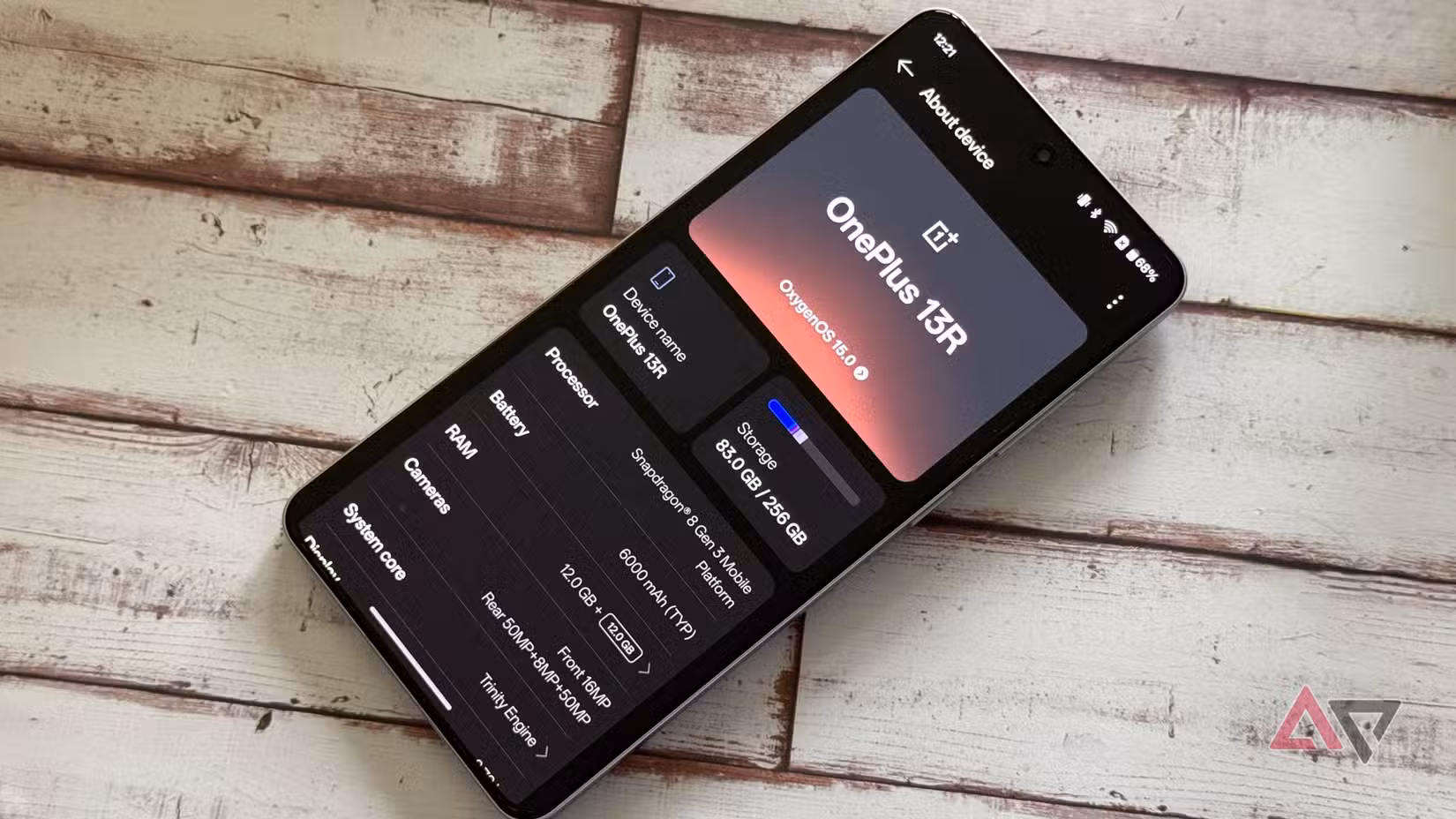 قائمة إعدادات OnePlus 13R تعرض المواصفات
