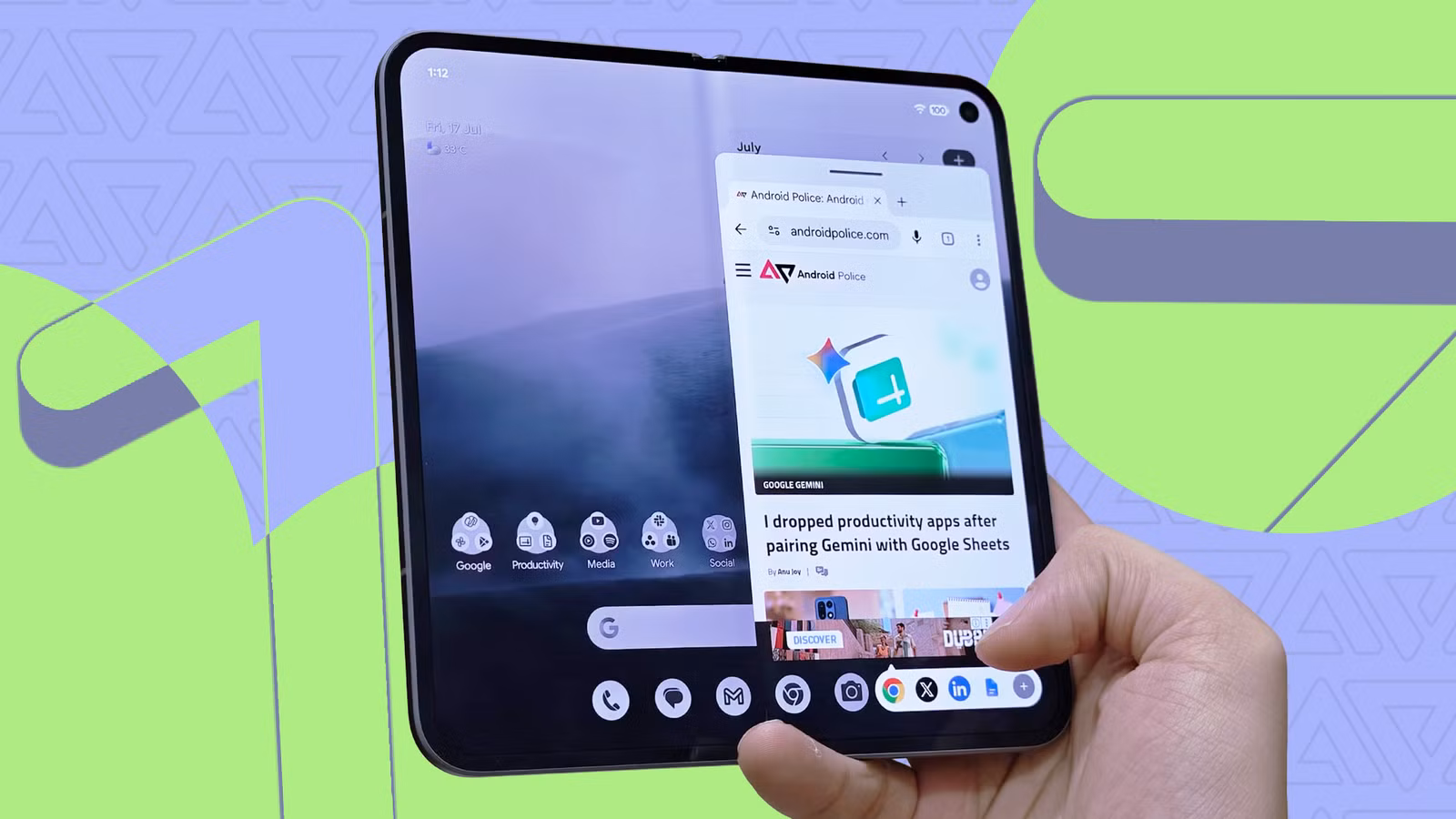 pixel fold using android 17 app bubbles from the taskbar png